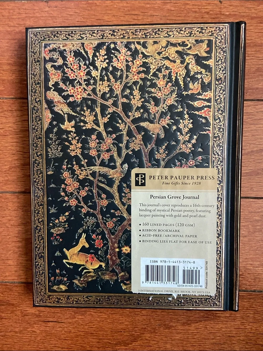 Black & Gold Floral Tree Hardcover Journal with Ribbon Marker